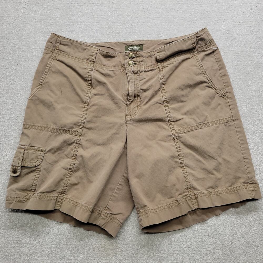 Eddie Bauer Womens Size 10 Mercer Fit Cargo Shorts Khaki Stretch Hiking
